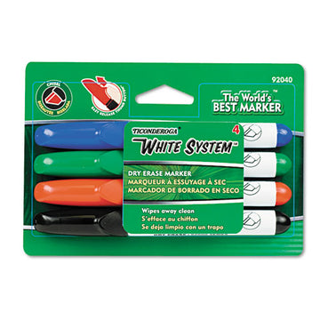 Ticonderoga® White System Marker, Broad Chisel Tip, Assorted Colors, 4-set freeshipping - TVN Wholesale